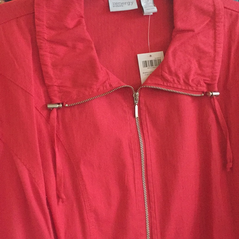 Jacket-97 percent cotton/3 percent spandex.